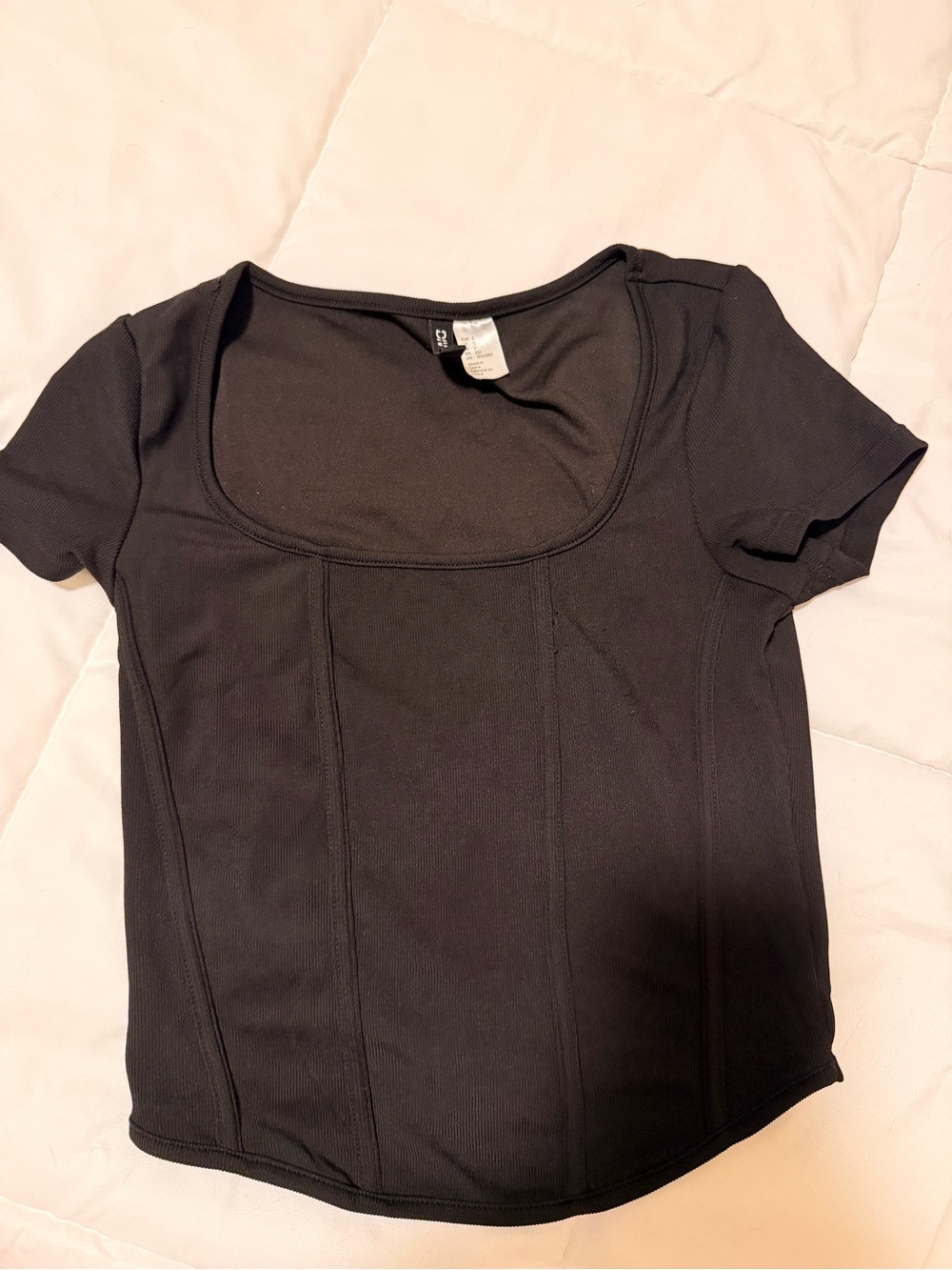 Divided Black Scoop-Neck Short Sleeve Top